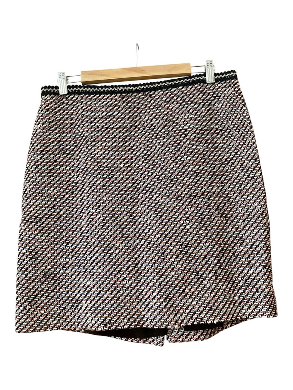 Talbots Petite 10P Tweed Bouclé Pencil Skirt Black Ivory Wool Blend
